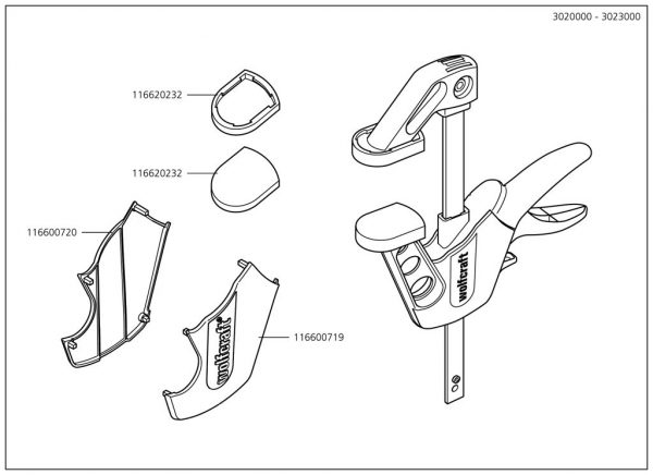Wolfcraft Náhradný diel Ochranný kryt pro jednou rukou svorkou  3447-3451 + 3020000 - 3023000 pro Wolfcraft EHZ75-150 EASY svěrka jednoruční 3020000