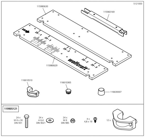 Wolfcraft Náhradný diel Lamely Plug 5121, 5520 pro Koza na řezání dřeva Wolfcraft 5121000