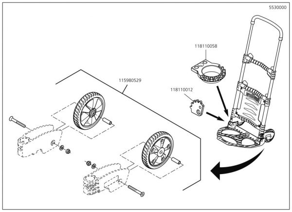 Wolfcraft Náhradný diel Montážní skupina kola TS 300 Kompletní 5530 pro Wolfcraft TS300 transportní vozík max.30 kg v.90cm 5530000