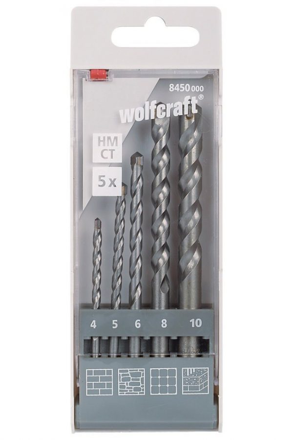 Wolfcraft Wolfcraft Sada 5ks vrták do kameňa HM ø4-10mm 8450000