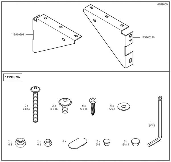 Wolfcraft Náhradný diel Klínek deska levá 6782 pro 1 pracovní stůl 1610mm, No. 6